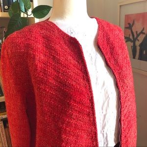 Vintage handmade red wool zipper cardigan
